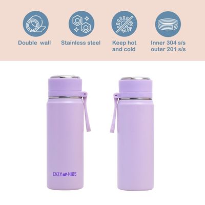 Eazy Kids Insulated Sports Water Bottle - Purple, 450ml