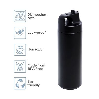 Eazy Kids Insulated Sports Water Bottle - Black, 550ml