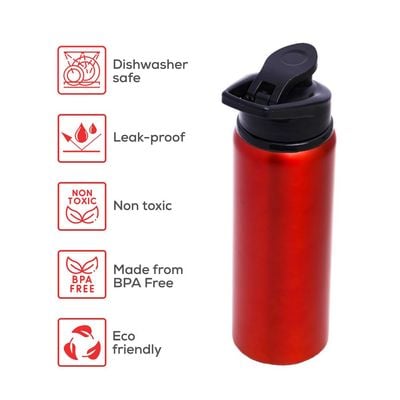 Eazy Kids Stainless Steel Sports Water Bottle - Red, 700ml