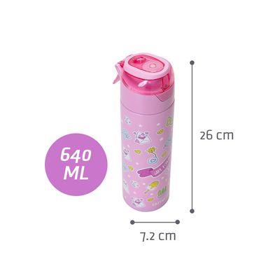 Eazy Kids Insulated Steel Water Bottle w/ Spray Pink - 640ml