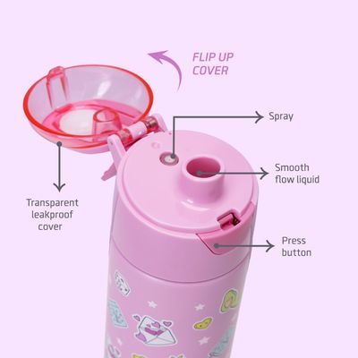 Eazy Kids Insulated Steel Water Bottle w/ Spray Pink - 640ml