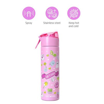 Eazy Kids Insulated Steel Water Bottle w/ Spray Pink - 640ml