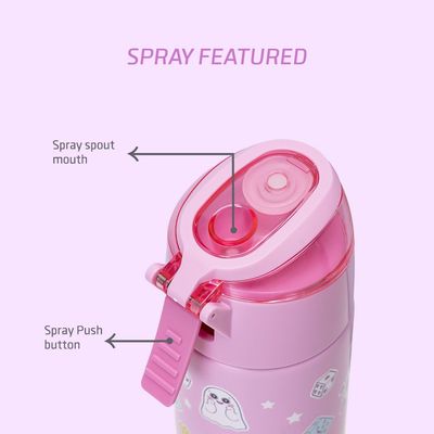 Eazy Kids Insulated Steel Water Bottle w/ Spray Pink - 640ml