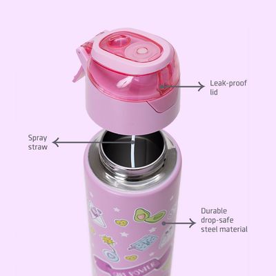 Eazy Kids Insulated Steel Water Bottle w/ Spray Pink - 640ml