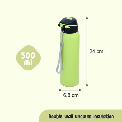 Eazy Kids Insulated School Water Bottle - Green, 500ml