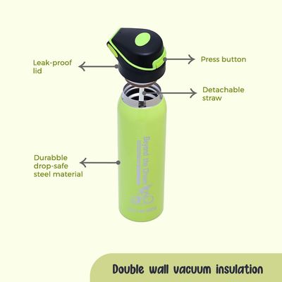 Eazy Kids Insulated School Water Bottle - Green, 500ml