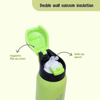 Eazy Kids Insulated School Water Bottle - Green, 500ml