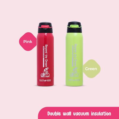 Eazy Kids Insulated School Water Bottle - Pink, 500ml