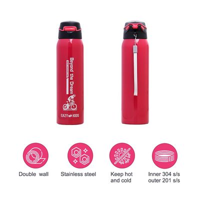 Eazy Kids Insulated School Water Bottle - Pink, 500ml