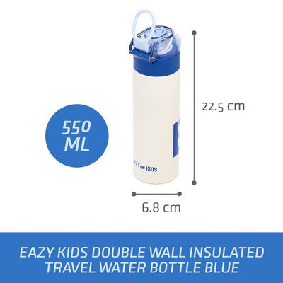 Eazy Kids Insulated Travel Water Bottle - Blue, 550ml