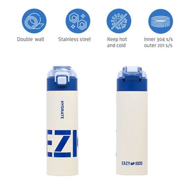 Eazy Kids Insulated Travel Water Bottle - Blue, 550ml