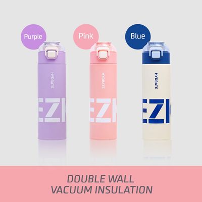 Eazy Kids Insulated Travel Water Bottle - Pink, 550ml