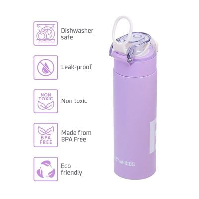 Eazy Kids Insulated Travel Water Bottle - Purple, 550ml