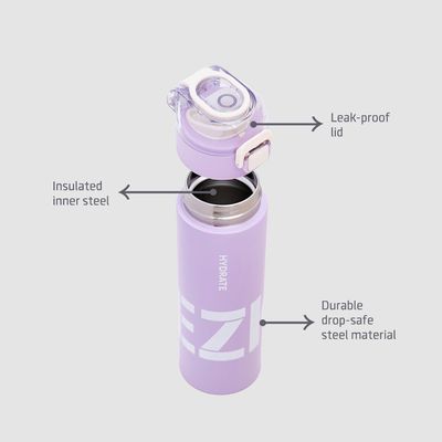 Eazy Kids Insulated Travel Water Bottle - Purple, 550ml