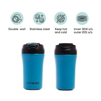 Eazy Kids Insulated Tumbler Water Bottle - Blue, 400ml