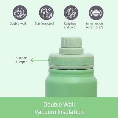 Eazy Kids Insulated Tracking Water Bottle - Green, 800ml