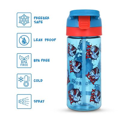 Eazy Kids Tritan Water Bottle with Spray Dino, Blue, 420ml