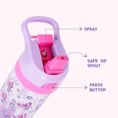 Eazy Kids Tritan Water Bottle with Spray Mermaid Pink, 420ml