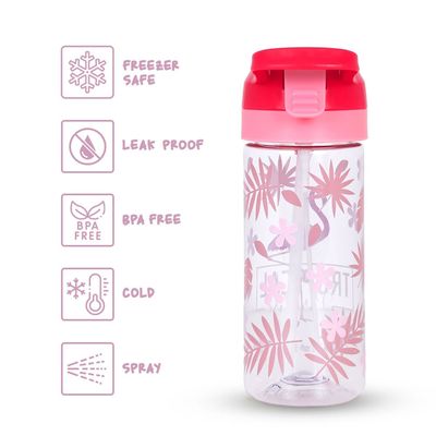 Eazy Kids Tritan Water Bottle w/ Spray Tropical Pink, 420ml
