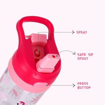 Eazy Kids Tritan Water Bottle w/ Spray Tropical Pink, 420ml