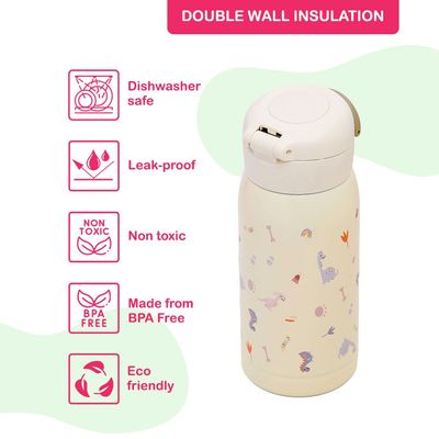 Eazy Kids Insulated School Water Bottle - Ivory, 350ml