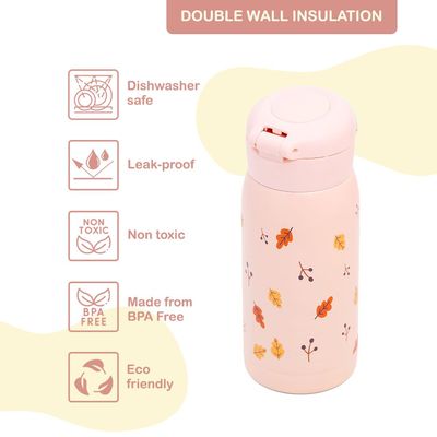 Eazy Kids Insulated School Water Bottle - Pink, 350ml