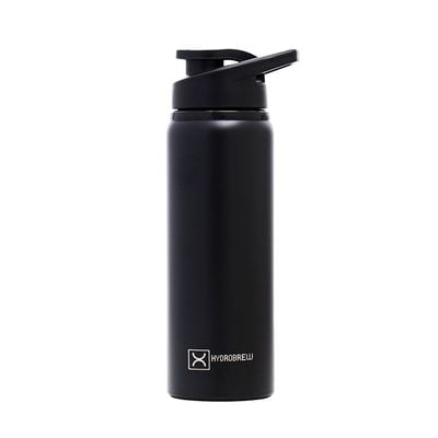 HYDROBREW Stainless Steel Sports Water Bottle - Black, 700ml