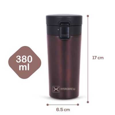 HYDROBREW Insulated Tumbler Water Bottle - Black, 380ml