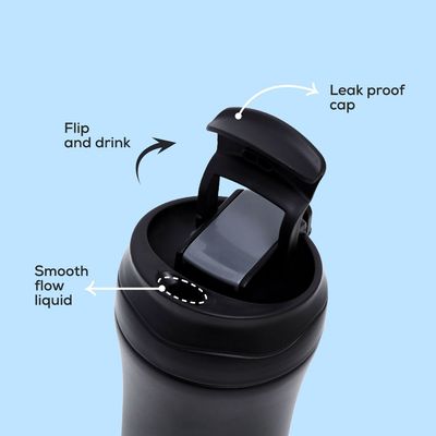 HYDROBREW Insulated Tumbler Water Bottle - Black, 400ml