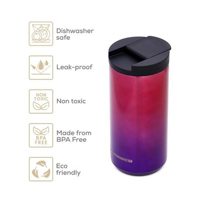 HYDROBREW Insulated Tumbler Water Bottle - Chrome, 400ml