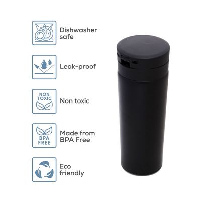 HYDROBREW Insulated Tumbler Water Bottle - Black, 500ml