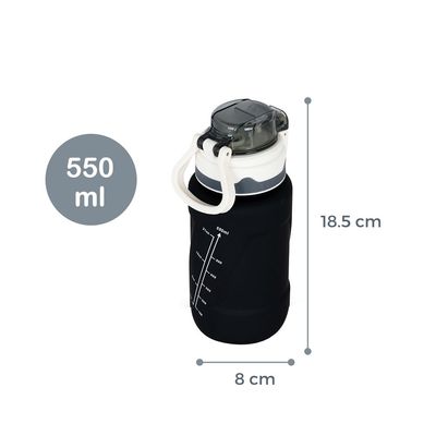 Nova Kids Water Bottle 550ml with Straw - Black