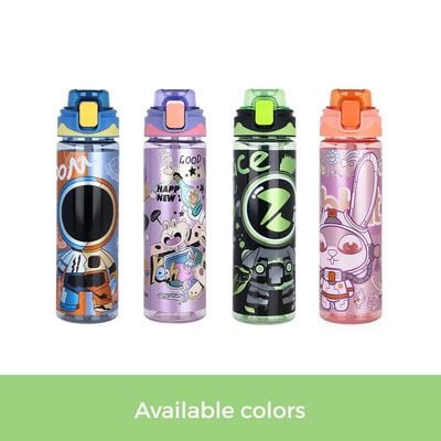 Nova Kids Water Bottle 700ml with Straw- Black