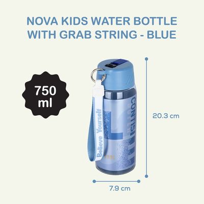 Nova Kids Water Bottle 750ml with Grab String - Blue