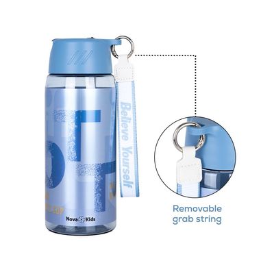 Nova Kids Water Bottle 750ml with Grab String - Blue