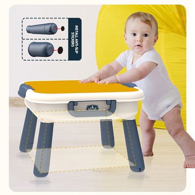 Little Story 4 In 1 Block Activity Table With Stool and Blocks - Blue