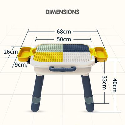 Little Story 4 In 1 Block Activity Table With Stool and Blocks - Blue