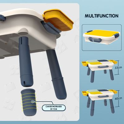 Little Story 4 In 1 Block Activity Table With Stool and Blocks - Blue