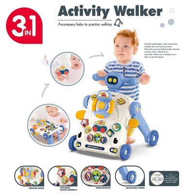 Teknum 3 - IN - 1 Baby Walker / Learning Table Mode / Game Panel Mode with Musical keyboard - Blue