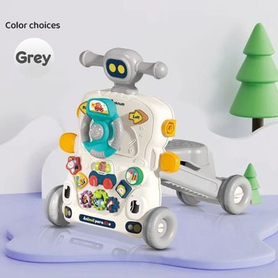 Teknum 5 - IN - 1 Baby Walker / Learning Table Mode / Game Panel Mode / Scooter Mode / Roller Coaster Mode with Musical keyboard - Grey