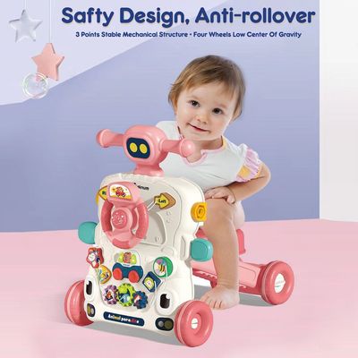 Teknum 5 - IN - 1 Baby Walker / Learning Table Mode / Game Panel Mode / Scooter Mode / Roller Coaster Mode with Musical keyboard - Pink