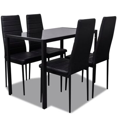 vidaXL Dining Set 5 Pieces Artificial Leather Black