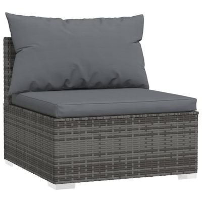 vidaXL 13 Piece Garden Lounge Set with Cushions Grey Poly Rattan