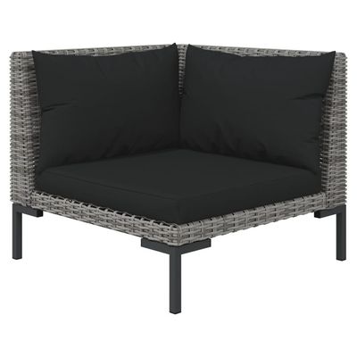 vidaXL 13 Piece Garden Lounge Set with Cushions Poly Rattan Dark Grey