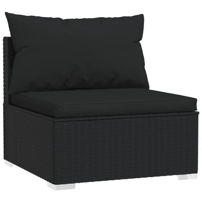 vidaXL 14 Piece Garden Lounge Set with Cushions Black Poly Rattan