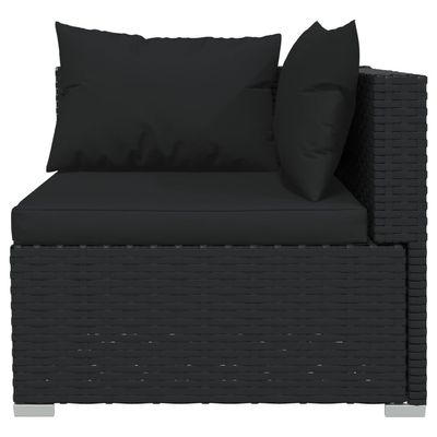 vidaXL 14 Piece Garden Lounge Set with Cushions Black Poly Rattan