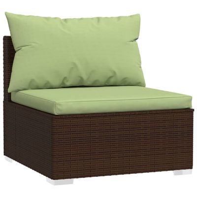 vidaXL 14 Piece Garden Lounge Set with Cushions Brown Poly Rattan