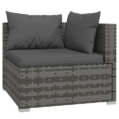 vidaXL 14 Piece Garden Lounge Set with Cushions Grey Poly Rattan