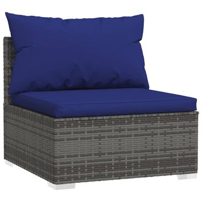 vidaXL 14 Piece Garden Lounge Set with Cushions Grey Poly Rattan