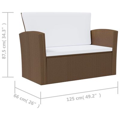 vidaXL 16 Piece Garden Lounge Set with Cushions Poly Rattan Brown